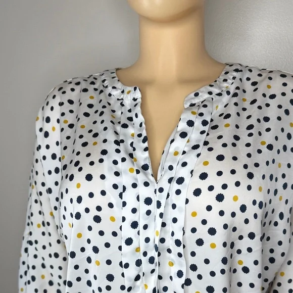 Ann Taylor Factory Polka Dot Blouse Size LP - Picture 3 of 15